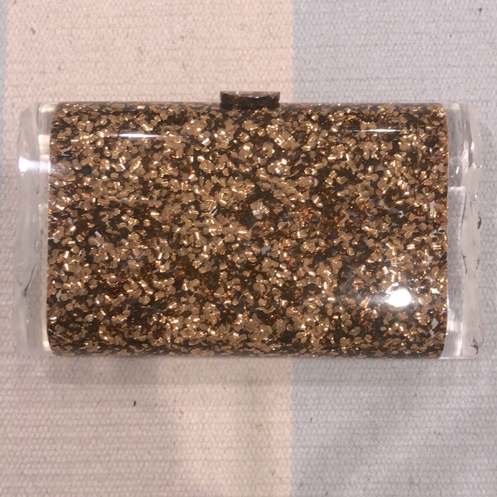 Edie Parker gold speckle clutch